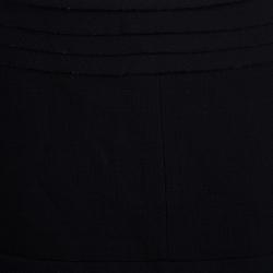 Pre Owned Chanel Black Wool Tiered Pencil Skirt L