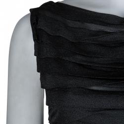 Chanel Grey Metallic Knit Pleated Sleeveless Top M