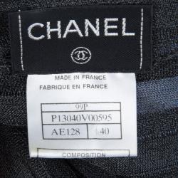 Chanel Grey Metallic Knit Pleated Sleeveless Top M