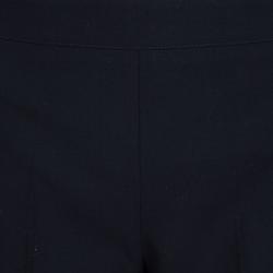 Pre Owned Chanel Navy Blue Wool High Waist Wide Leg Trousers M