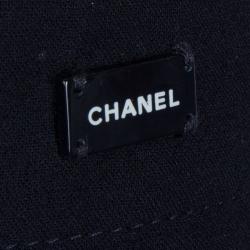 Pre Owned Chanel Navy Blue Wool High Waist Wide Leg Trousers M