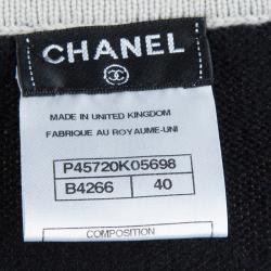 Pre Owned Chanel Black Contrast Trim Cashmere Cardigan M