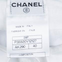 Chanel White Cotton Sleeveless Pleat Detail Shirt Dress M