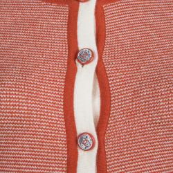 Chanel Orange and Cream Button Front Cashmere Cardigan S