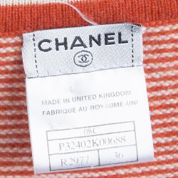 Chanel Orange and Cream Button Front Cashmere Cardigan S