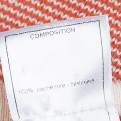 Chanel Orange and Cream Button Front Cashmere Cardigan S