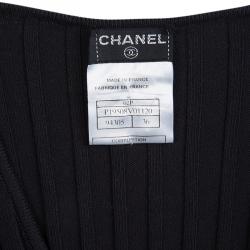 Chanel Black Cotton Ribbed Knit Sweater S