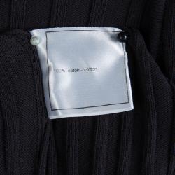 Chanel Black Cotton Ribbed Knit Sweater S