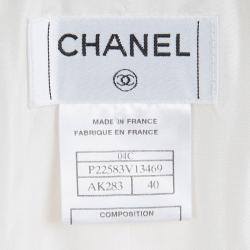 Pre Owned Chanel Off- White Tweed Wrap Skirt M