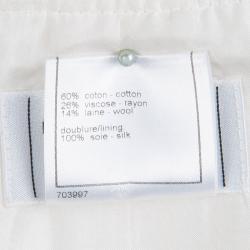 Pre Owned Chanel Off- White Tweed Wrap Skirt M