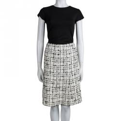 Pre Owned Chanel Monochrome Tweed Sequin Embellished Skirt L