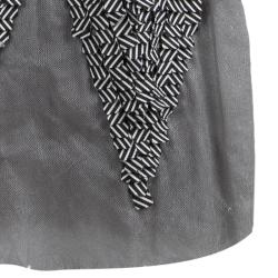 Pre Owned Chanel Grey Monochrome Textured Applique Detail Sleeveless Dress S