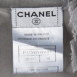 Pre Owned Chanel Grey Monochrome Textured Applique Detail Sleeveless Dress S