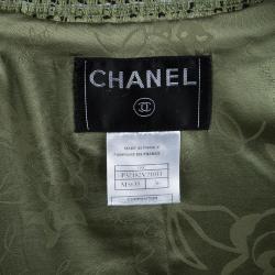 Chanel Olive Green Textured Tweed Jacket S
