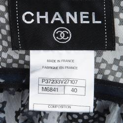 Pre Owned فستان شانيل بحمالة عنق حرير شيفون منقوش مونوكرومي M