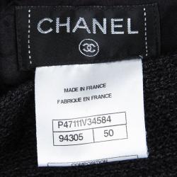 Chanel Black Textured Zip Detail Flared Skirt XXL