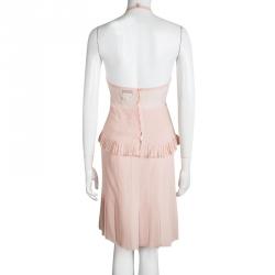 Chanel Pink Pleated Silk Skirt and Halter Top Set M