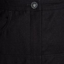 Pre Owned Chanel Black Wool Paneled A-Line Skirt S