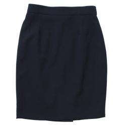 Pre Owned Chanel Navy Blue Button Detail Wool Skirt S