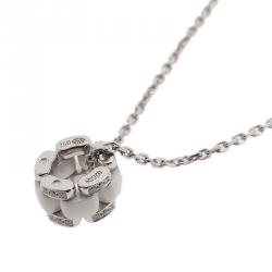 Pre Owned Chanel Ultra Diamond White Ceramic White Gold Pendant Necklace