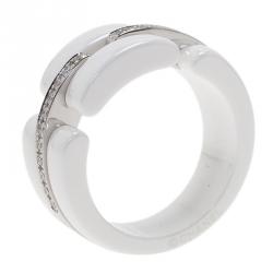 Chanel Diamonds 18 K White Gold & Ceramic Ultra Ring Size 56