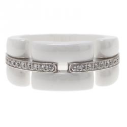 Chanel Diamonds 18 K White Gold & Ceramic Ultra Ring Size 56