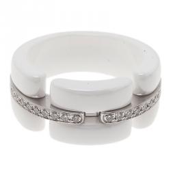 Chanel Diamonds 18 K White Gold & Ceramic Ultra Ring Size 56