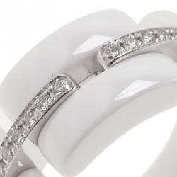 Chanel Diamonds 18 K White Gold & Ceramic Ultra Ring Size 56