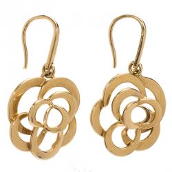 Chanel Camelia Yellow Gold Earrings