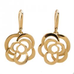 Chanel Camelia Yellow Gold Earrings