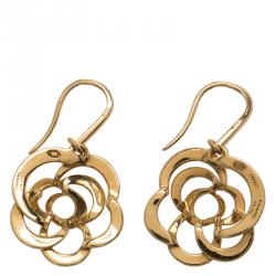 Chanel Camelia Yellow Gold Earrings