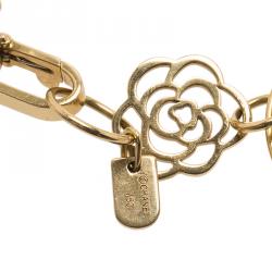 Pre Owned Chanel Camelia Yellow Gold Bracelet