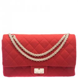 Chanel Red Quilted Fabric Reissue 2.55 Classic 227 Flap Bag
