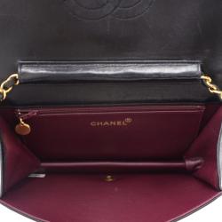 Pre Owned Chanel Black Quilted Lambskin Full Flap Bag
