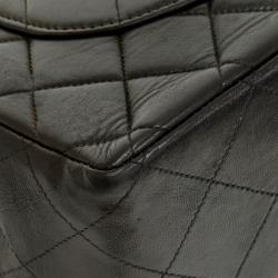Pre Owned Chanel Black Quilted Lambskin Jumbo Classic Flap Bag