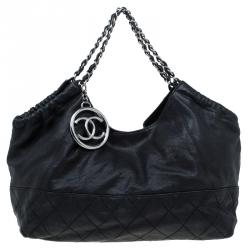 Chanel Black Ruched Luxury Hobo Tote Bag CC Charm – Boutique Patina