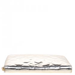 Pre Owned Chanel Gold Patent Leather Lucky Symbols Zip Around Wallet