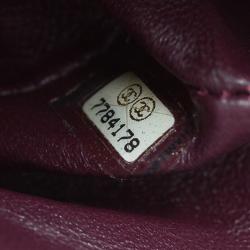 Pre Owned Chanel Maroon Lambskin Matelasse Medium Double Flap Shoulder Bag