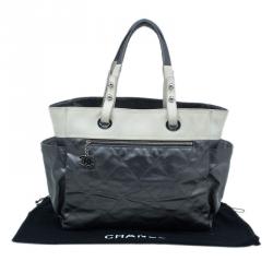 مملوكة مسبقًا Chanel Metallic Grey Coated Canvas Large Quilted Paris Biarritz  Tote