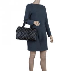 Pre Owned Chanel Black Leather Wild Stitch Bowling Bag