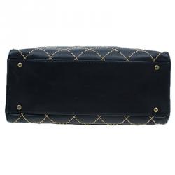 Pre Owned Chanel Black Leather Wild Stitch Bowling Bag