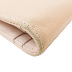 Pre Owned Chanel Pink Leather Brilliant L Yen Holder Wallet