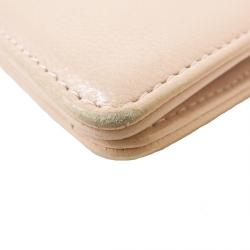 Pre Owned Chanel Pink Leather Brilliant L Yen Holder Wallet