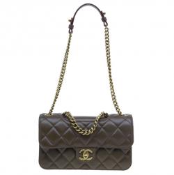 Chanel Brown Quilted Calfskin Leather Small Perfect Edge Flap Bag Chanel