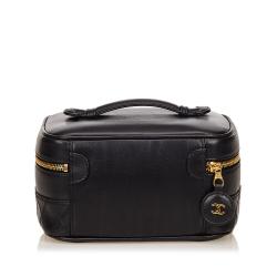 Pre Owned Chanel Black Quilted Lambskin Vanity Case