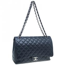 مملوكة مسبقًا Chanel Black Caviar Leather Classic Maxi Double Flap Bag