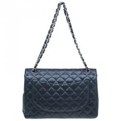 مملوكة مسبقًا Chanel Black Caviar Leather Classic Maxi Double Flap Bag