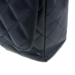 مملوكة مسبقًا Chanel Black Caviar Leather Classic Maxi Double Flap Bag