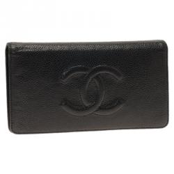 مملوكة مسبقًا محفظة شانيل بوي جلد أسود بطية ثنائية