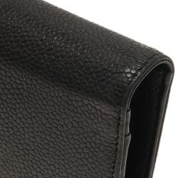 مملوكة مسبقًا محفظة شانيل بوي جلد أسود بطية ثنائية